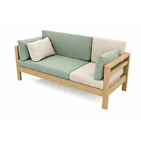 Садовый диван кушетка Soft Element Бонни трехместный, голубой, массив дерева, велюр, с подушками, на террасу, на веранду