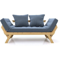 Садовый диван кушетка Soft Element Осварк Textile Blue, массив дерева, рогожка, на дачу, на веранду, на терассу, в баню