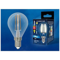 Uniel Лампа светодиодная филаментная (UL-00005172) Uniel E14 9W 3000K прозрачная LED-G45-9W/3000K/E14/CL PLS02WH