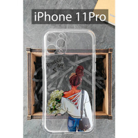 Силиконовый чехол Девушка с цветами для iPhone 11 Pro / Айфон 11 Про