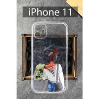 Силиконовый чехол Девушка с цветами для iPhone 11 / Айфон 11