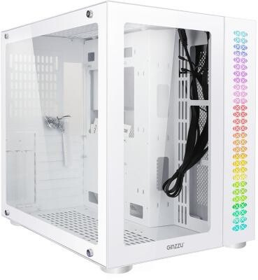 Ginzzu V560 RGB подсветка, закаленное стекло 1*USB 3.0,1*USB 2.0, AU Белый ATX GINZZU