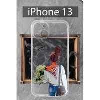 Силиконовый чехол Девушка с цветами для iPhone 13 / Айфон 13