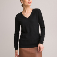 Пуловер с V-образным вырезом из тонкого трикотажа 100 кашемир 50/52 (FR) - 56/58 (RUS) черный