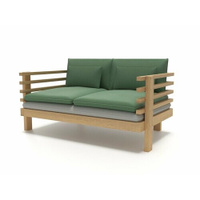 Диван садовый Soft Element Атлантик-С, двухместный, цвет Green Ash, деревянный, с подлокотниками и подушками, на террасу