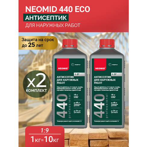 Neomid 440 Eco Антисептик для наружных работ конц. 1 л. Комплект 2 штуки