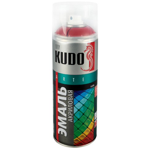 Эмаль KUDO универсальная Satin, RAL 3002 карминно-красный, полуматовая, 520 мл, 1 шт.