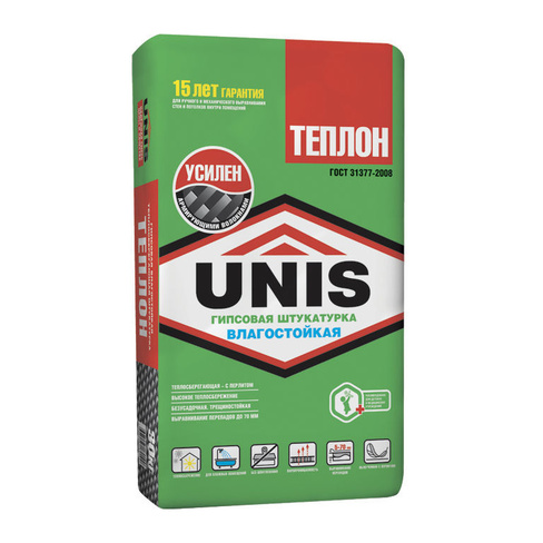Штукатурка "ЮНИС ТЕПЛОН" армированная Влагостойкая 30кг