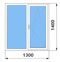 Окно ПВХ однокамерное Brusbox 1300x1400 мм двухстворчатое