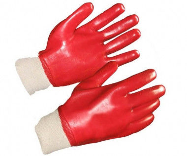 Перчатки с ПВХ покрытием красные "Гранат"