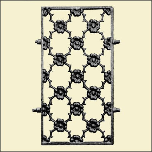 №4 Решетка литая чугунная «Цветы» 660x345