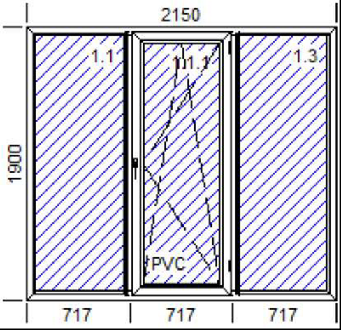 Пластиковое окно 2150х1900 Exprof Prona 60 мм трехстворчатое СПО 24 мм
