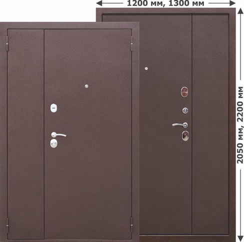 Двустворчатая входная дверь GARDA Металл/Металл 1300 мм
