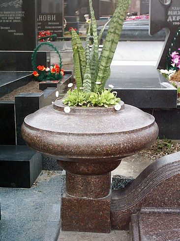 Ваза с цветами на кладбище фото