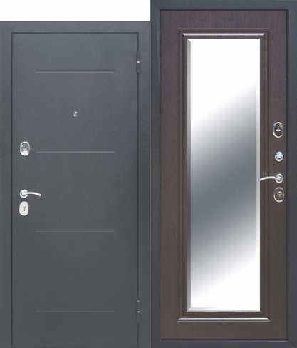 Дверь входная 7,5 см Гарда Серебро Зеркало фацет Венге