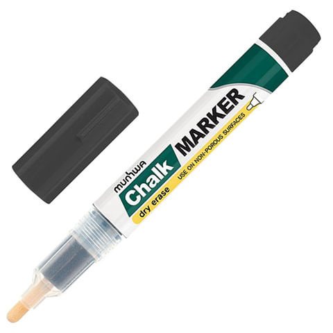 Маркер меловой MUNHWA Chalk Marker 3 мм ЧЕРНЫЙ сухостираемый для гладких поверхностей CM-01