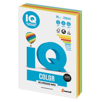 Бумага цветная IQ color А4 80 г/м2 250 л. 5 цветов x 50 листов микс интенсив RB02 IQ COLOR