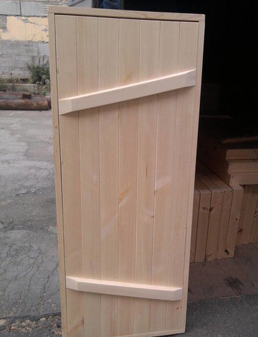 Двери в баню деревянные входные сосна хвоя с клином ДКл 700х1900 для бани (Ласточкин хвост)