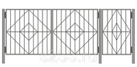 Ворота без калитки из профильной трубы 3х2 м