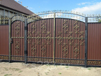 Ворота из профнастила с элементами ковки 3х2 м