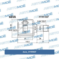 Шрус внутренний правый HYIRNSF Asva для HYUNDAI