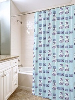 Штора для ванной комнаты "Голубые ракушки" 180 х 180 см полиэтилен + комплект 10 колец 1/40