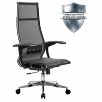 Кресло офисное МЕТТА К-7-Т хром прочная сетка сиденье и спинка регулируемые черное