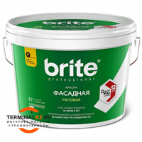 Краска BRITE PROFESSIONAL фасадная белая матовая база А, ведро 2,7 л