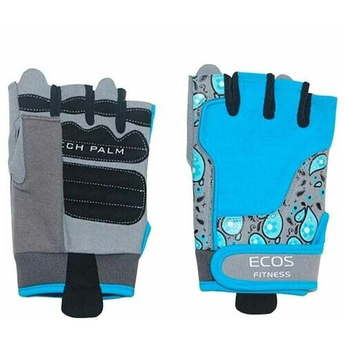 Перчатки для фитнеса, женские, цвет -голубой с принтом, размер: S, модель: SB-16-1735 ECOS