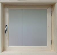 Окно деревянное банное 400х400 мм (стеклопакет, липа)