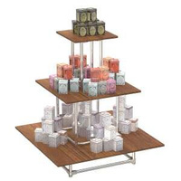 Пирамида на хромированном каркасе с квадратными полками ДСП для продажи чая и кофе ПХК-ЧК-01