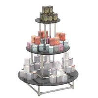 Пирамида на хромированном каркасе с круглыми тонированными полками для продажи чая и кофе ПХК-ЧК-06
