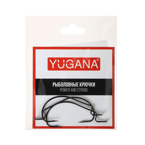 Крючки офсетные yugana wide range worm, № 2/0, 3 шт. YUGANA
