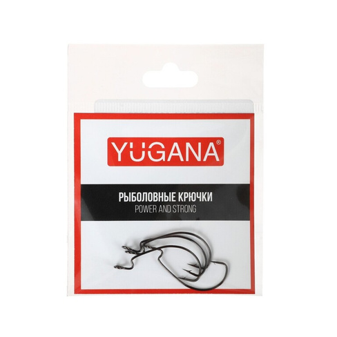 Крючки офсетные yugana wide range worm big eye, № 6, 4 шт. YUGANA