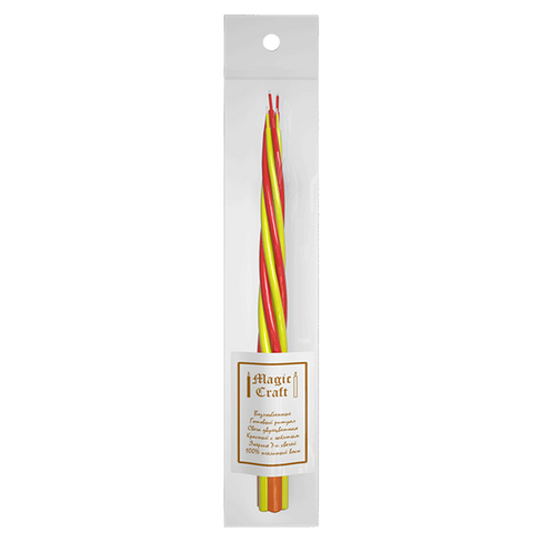 Свеча Ритуальная двухцветная скрутка 7 свечей 20 см, в ассортименте Желтая с красным