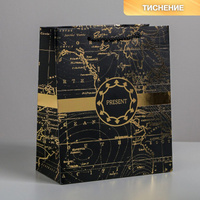 Пакет подарочный ламинированный вертикальный, упаковка, gold present, ml 23 х 27 х 11,5 см Дарите Счастье