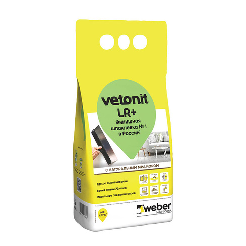 Шпаклевка полимерная Weber.vetonit LR+ белая 5 кг Vetonit