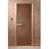 Дверь для бани и сауны "Бронза матовая" 1900*700, 6мм, 2 петли