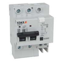 Выключатель автоматический АД12-22C16-АC-УХЛ4 дифференциального тока с защитой от сверхтоков (2P C16 30мА) 4.5кА КЭАЗ 31
