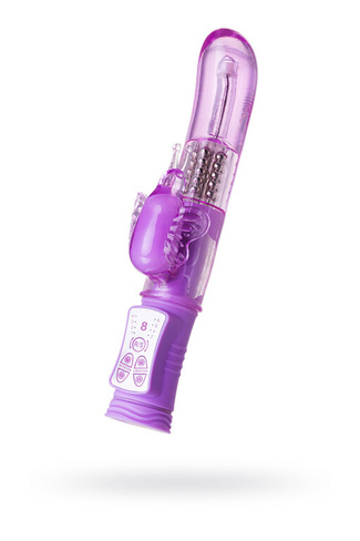 Фиолетовый вибратор High-Tech fantasy с бабочкой для клитора - 22,4х3.4 см (фиолетовый)