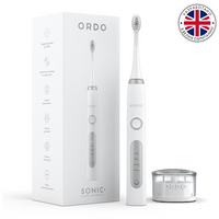 Электрическая зубная щетка ORDO Sonic+ звуковая, 4 режима чистки, таймер на 2 мин., USB зарядка, с влагозащитой, белая