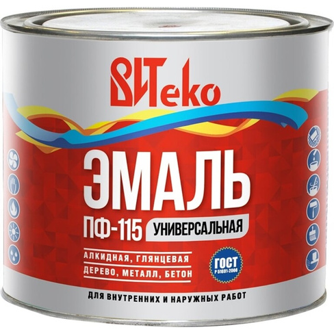 Эмаль Царицынские краски Витеко ПФ-115, красная, 1.8 кг