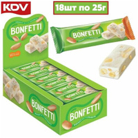 Батончик КДВ "BONFETTI" из ванильной нуги с добавлением арахиса мягкой обжарки, 18 шт по 25 гр , Яшкино