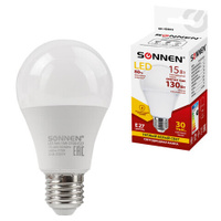 Лампа светодиодная SONNEN 15 130 Вт цоколь Е27 груша теплый белый 30000 ч LED A65-15W-2700-E27 454919