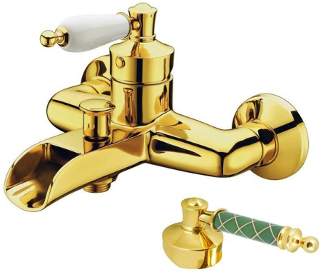 Смеситель для ванны Boheme Vogue золото с зеленым
