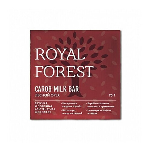 Royal Forest Шоколад "Лесной орех", из обжаренного кэроба, 75 г ROYAL FOREST
