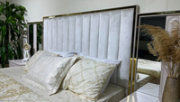 Спальня "Галакси", кровать 1,8 м, шкаф 5 дверный, цвет сатин (песочно-бежевый)