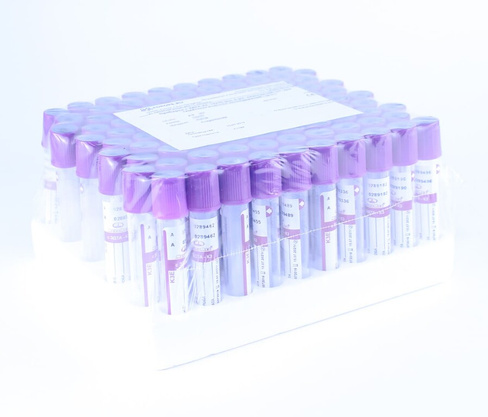 Пробирки с ЭДТА К3, 2 мл, 13х75 мм, пластик, для гематологических исследований упаковка 100 шт,Improvacuter