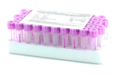 Микропробирки без капилляра с ЭДТА К3, 0,2 мл, 10х45 мм, пластик, для взятия капиллярной крови, для гематологических исс