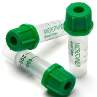 Микропробирки без капилляра для взятия капиллярной крови для плазмы, натрий гепарин,10х45 мм, 0,5 мл, пластик, упаковка